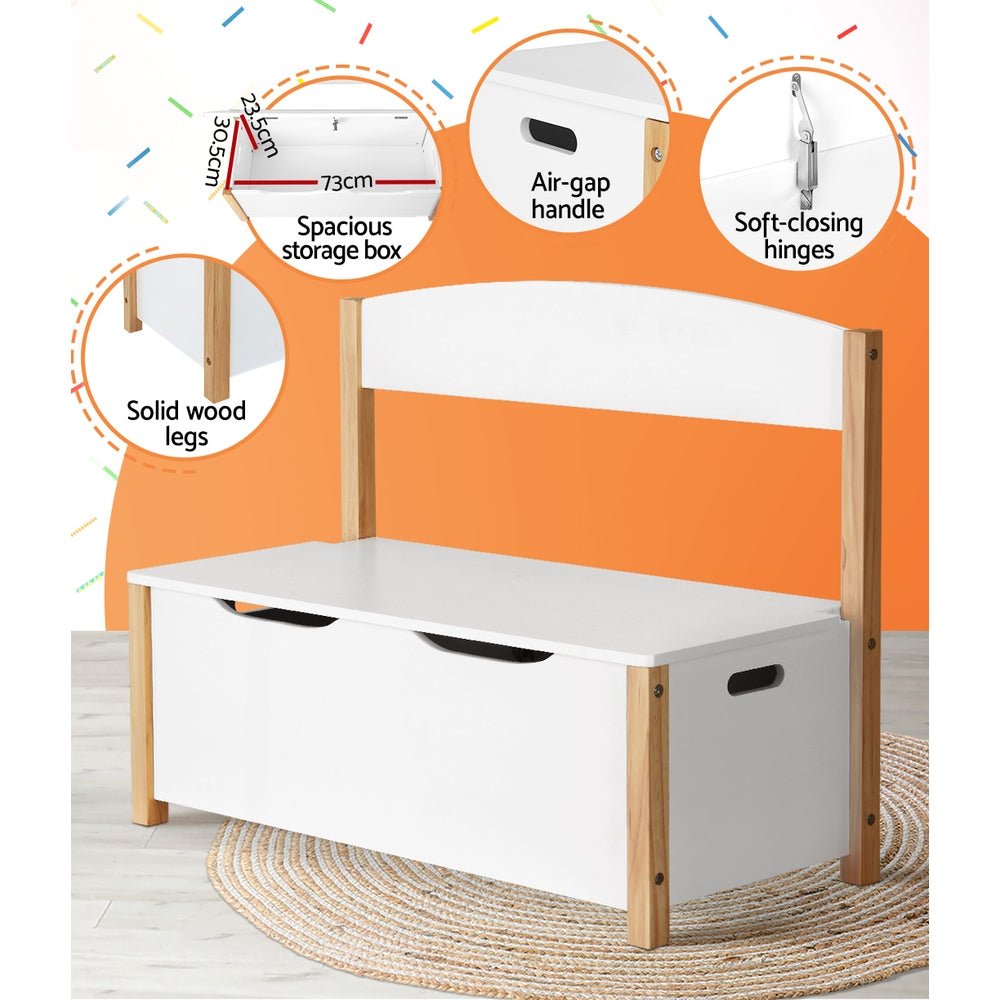 Imperial Homes 2-in-1 wooden toy storage bench with spacious box solid wood legs and soft-closing hinges