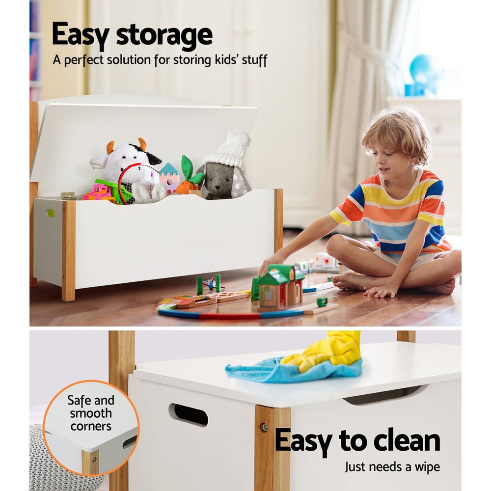 Imperial Homes 2-in-1 wooden toy storage box with safe smooth corners and easy to clean surface