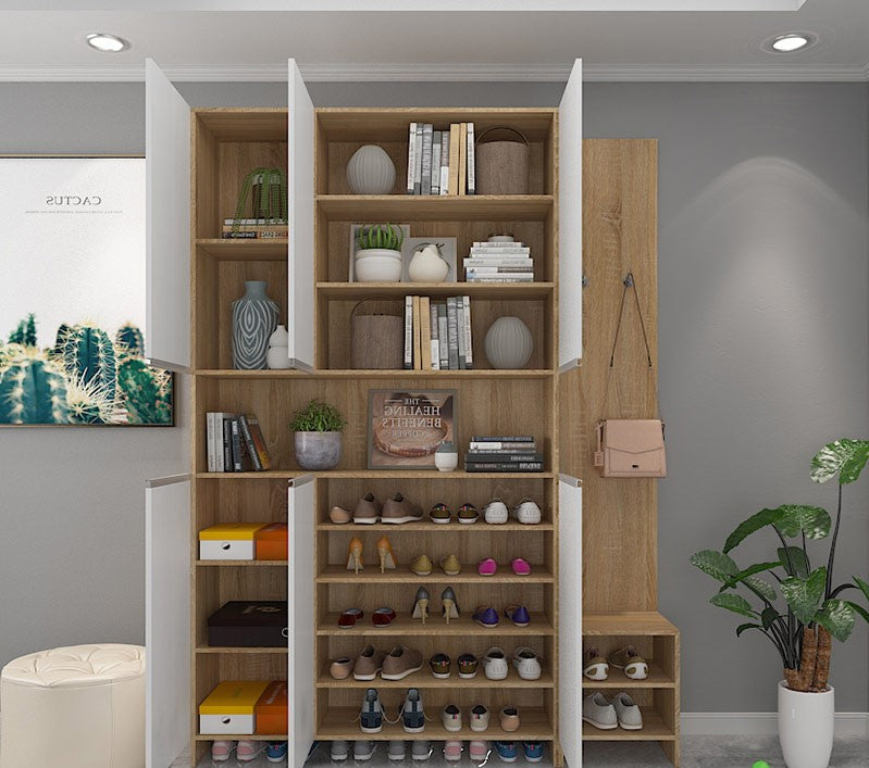Imperial Homes modern shoe cabinet with multiple shelves and white doors for organized shoe storage