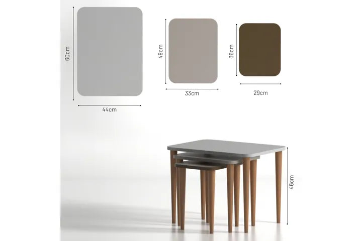 SleekNest Trio Nesting Side Tables- Neutral-toned