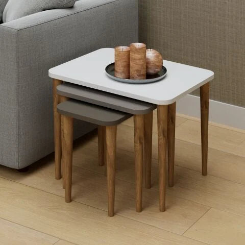 SleekNest Trio Nesting Side Tables- Neutral-toned