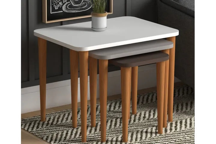SleekNest Trio Nesting Side Tables- Neutral-toned