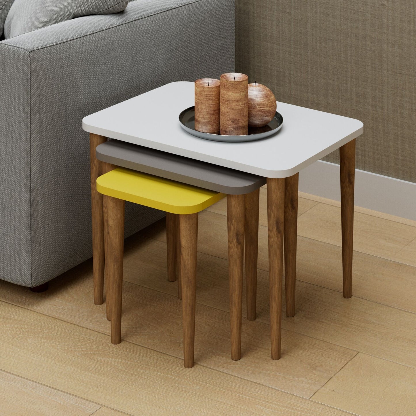 SleekNest Trio Nesting Side Tables - Multicolor