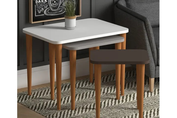 SleekNest Trio Nesting Side Tables- Neutral-toned
