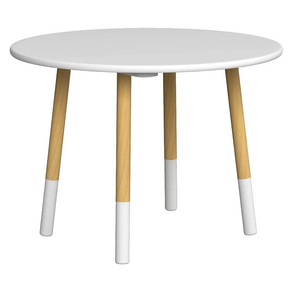 Round Kids Table & Stool Set - White