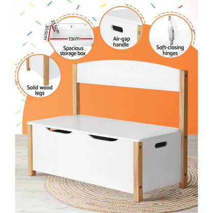 Imperial Homes 2-in-1 wooden toy storage bench with spacious box solid wood legs and soft-closing hinges
