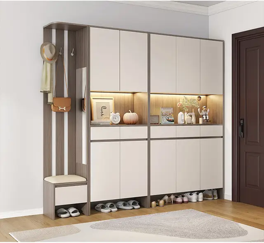 Imperial Homes luxury shoe cabinet for modern homes with built-in seating and storage shelves