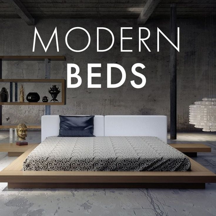 Minimalist platform bed by Imperial Homes with wooden frame and modern design in industrial room
