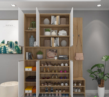 Imperial Homes modern shoe cabinet with multiple shelves and white doors for organized shoe storage