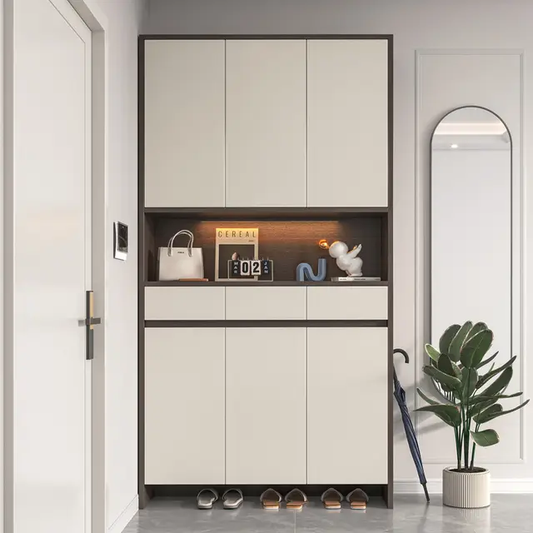 Imperial Homes modern shoe cabinet with clean lines and ample storage in a sleek hallway setup