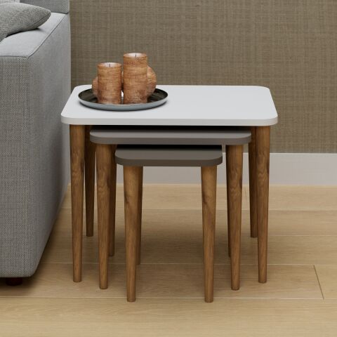 SleekNest Trio Nesting Side Tables- Neutral-toned