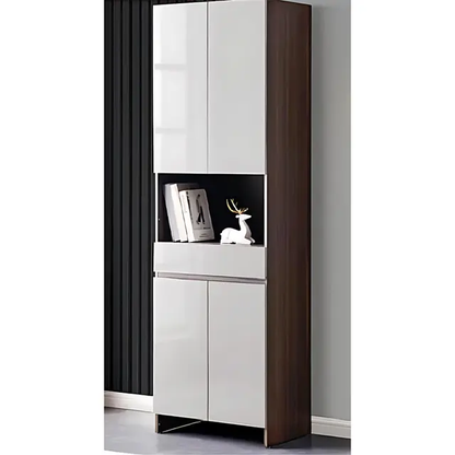 Imperial Homes tall entryway shoe organizer with white doors and dark wood frame for stylish storage