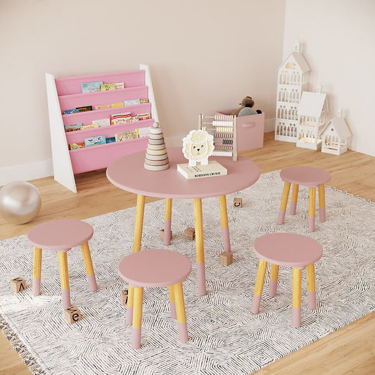 Round Table & Stools Set - Pink