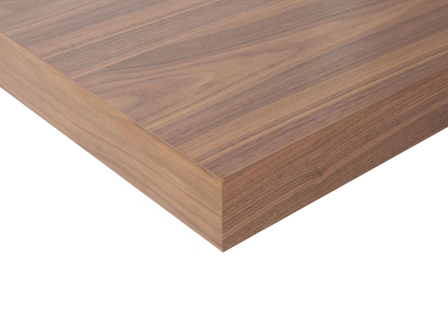 Close-up of wood texture on minimalist platform bed by Imperial Homes showing smooth finish and natural grain