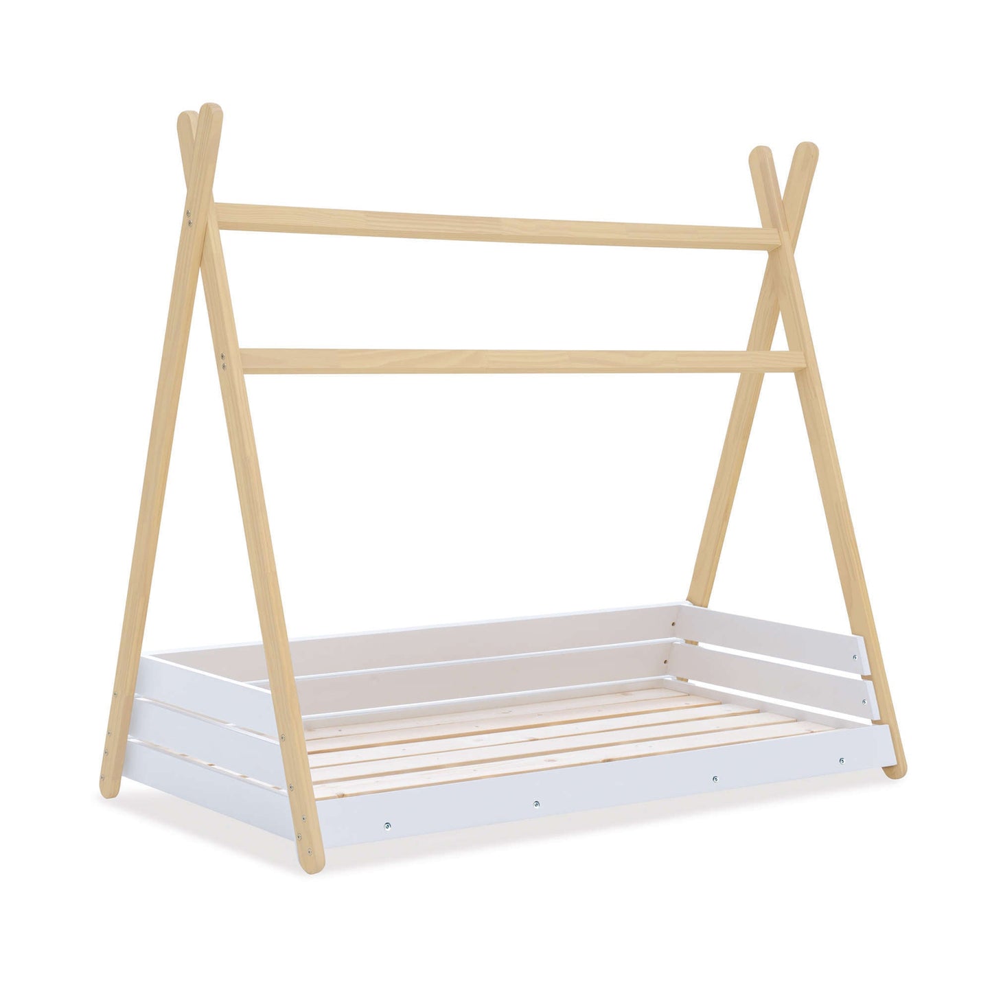 Imperial Homes wooden Teepee Bed with natural frame and white base perfect for children's rooms