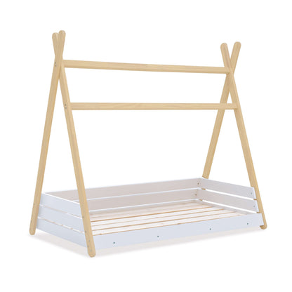 Imperial Homes wooden Teepee Bed with natural frame and white base perfect for children's rooms